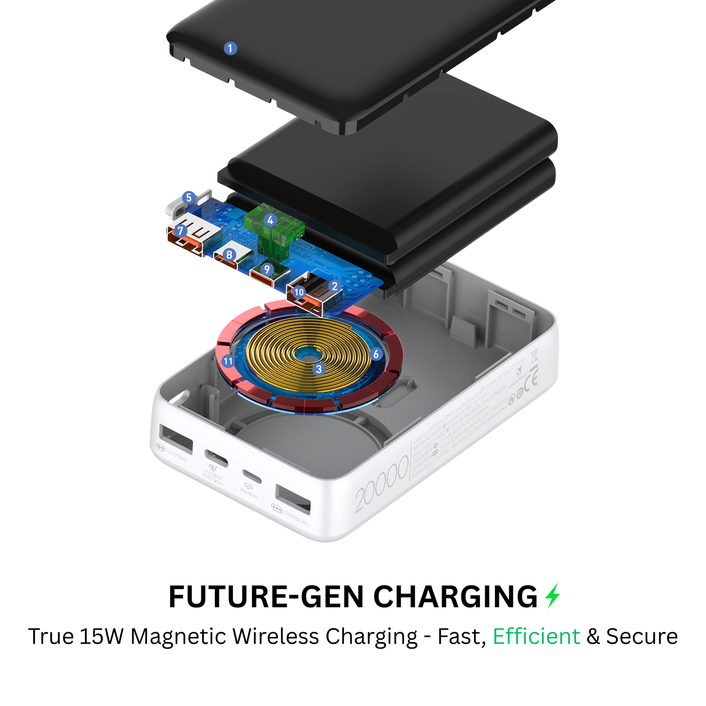 Z Plus MagZap 20000 mAh Wireless Premium Power Bank, MagSafe-Compatible, Led Display, Compatible with iPhone 16, 15, 14, 13, 12 Series, 15W & 22.5w Fast Charging, for All Qi Enabled Devices