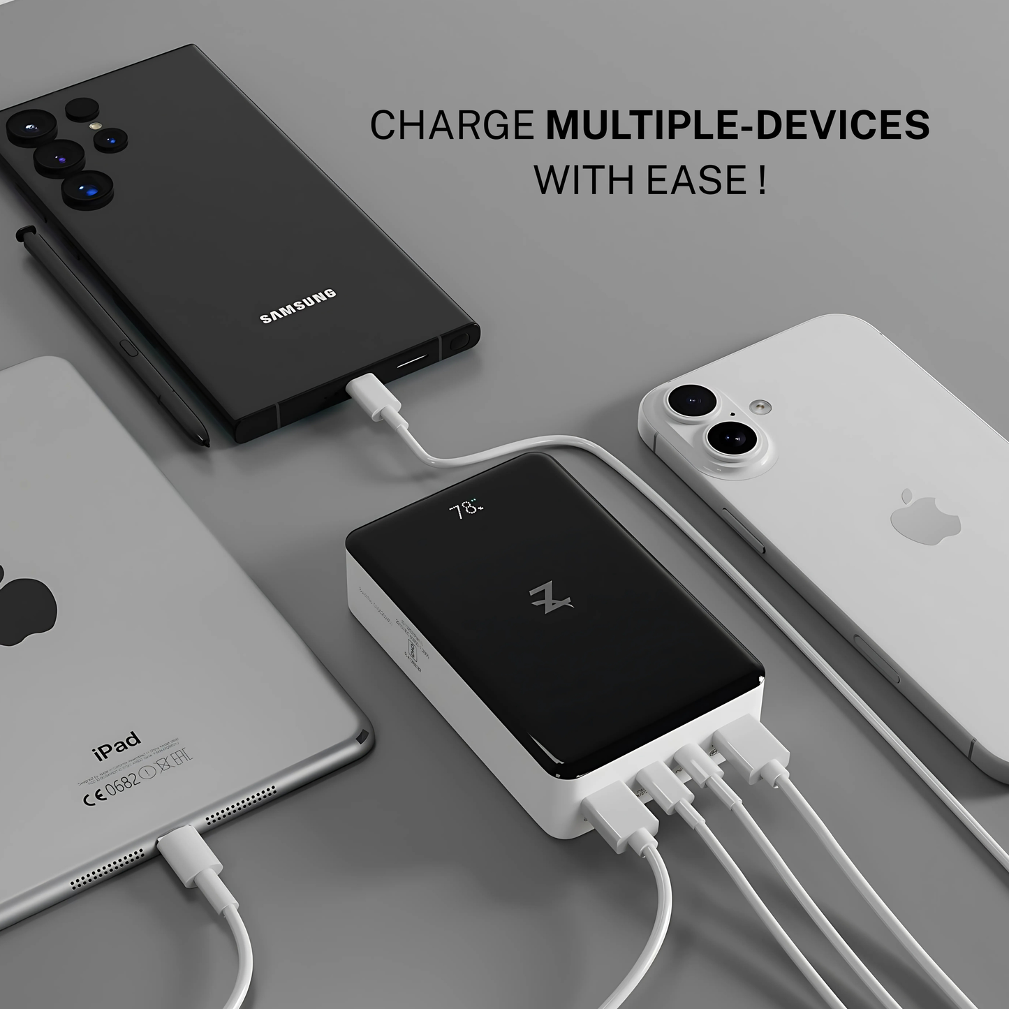 Z Plus MagZap 20000 mAh Wireless Premium Power Bank, MagSafe-Compatible, Led Display, Compatible with iPhone 16, 15, 14, 13, 12 Series, 15W & 22.5w Fast Charging, for All Qi Enabled Devices